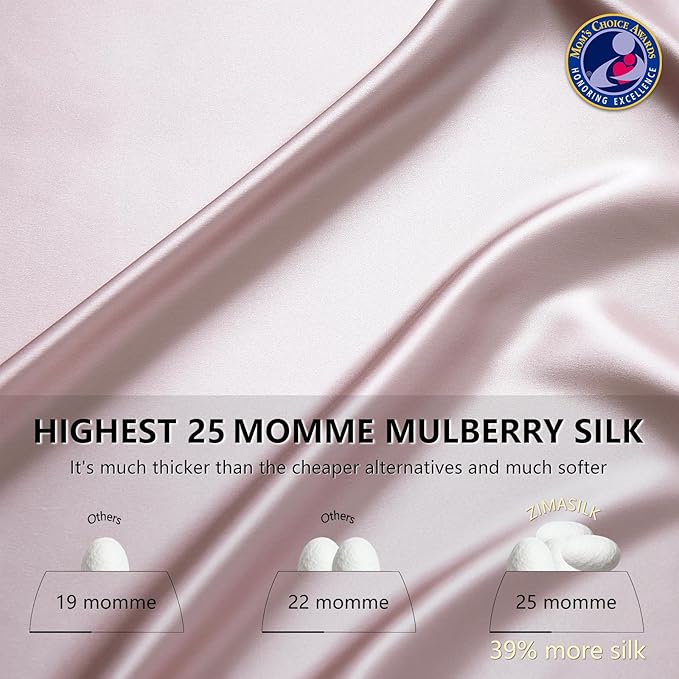 ZIMASILK 25 Momme 100% Pure Mulberry Silk Pillowcase for Hair and Skin Care, Highest Grade 6A Pillow Cases for Women, Long-Lasting Durablity, Gift for Women Men, 1Pc (Standard 20"x26", Light Plum)