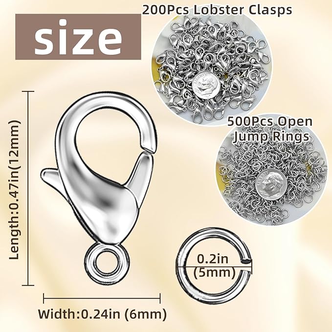 700Pcs Lobster Claw Clasps and Open Jump Rings Set, 14K Gold and Silver Necklace Clasps and Closures Lobster Parrot Trigger Clasp for Jewelry Making