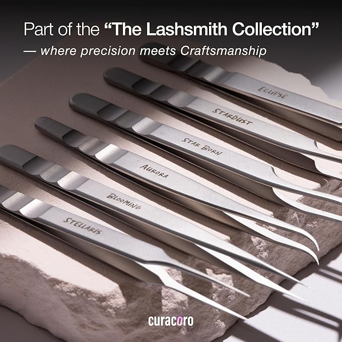 Curacoro EyeLash Tweezers - LashSmith Fine-tipped Lash Application Tool - Straight Isolation Tweezer for Every Lash Set