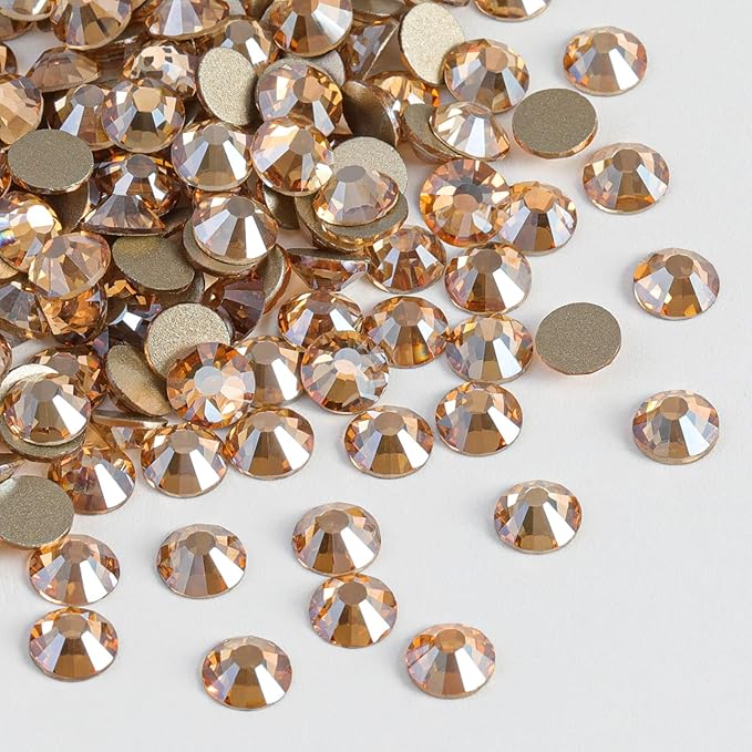Beadsland Flat Back Crystal Rhinestones Round Gems for Nail Art and Craft Glue Fix, Golden Shadow, 10mm, SS50/144pcs