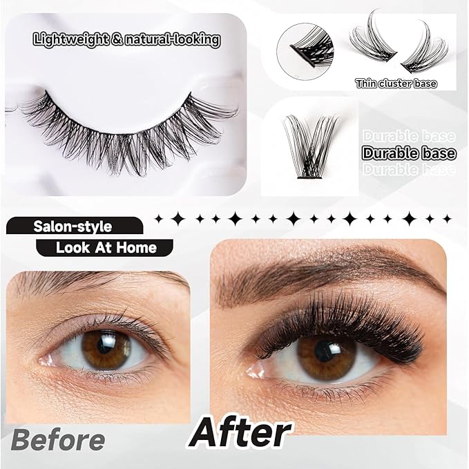 Lash Clusters 300pcs Manga Lash Extension Kit 10-18mm Cluster Eyelash Extensions Natural Lash Individual Lashes -M36-Natural