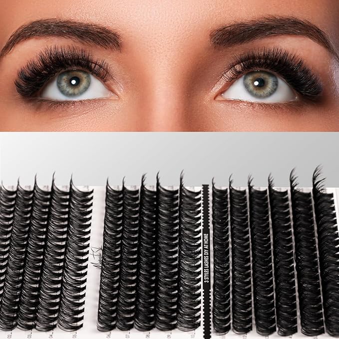 DIY Lash Extensions Kit 320pcs Individual Lashes Clusters 40D 50D 100D Eyelash Extension Kit with Applicator and Lash Bond+Seal, Lash Remover For False Eyelash Mix 11-20mm (40D+50D+100D KIT)