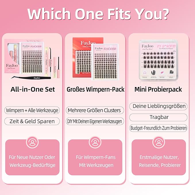 Wispy Spiky Soft Lash Clusters Kit, C Curl 8-18mm, Thin Fiber with 0.05mm Invisible Band, DIY Salon Eyelash Extension Kit with Bond Seal Remover Tweezers, Lightweight, FayJoo FLICKER 11 Kit