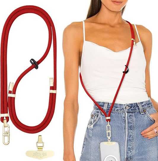 Adjustable Anti-Theft Phone Lanyard Neck & Crossbody Strap with 0.2mm Metal Tab & Comfort-Fit 8mm Rope(Tangerine)