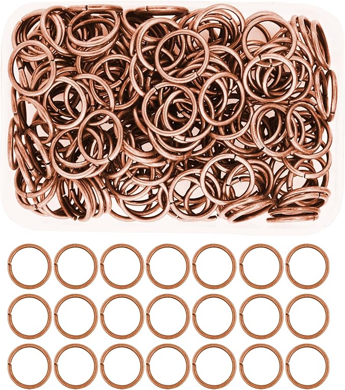 Mandala Crafts Assorted Antique Copper Color Jump Rings Jewelry Findings Metal O Rings for Jewelry Making Supplies - 150 16mm Small Open Jump Rings Kit for Necklace Earring