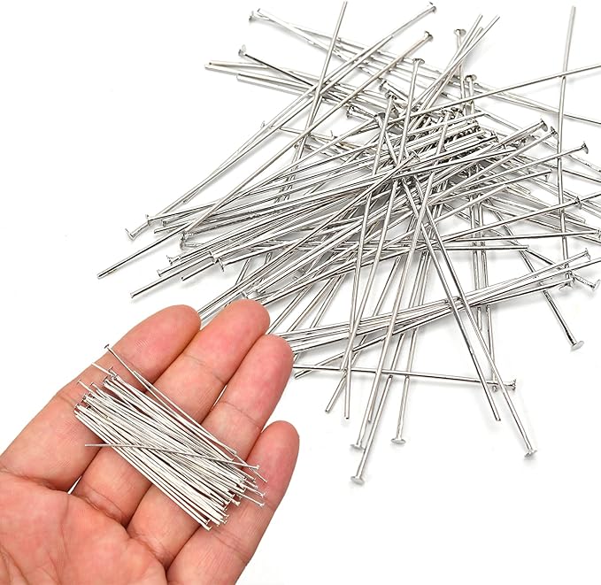 260pcs Silver Filled Flat Head Pins Non Tarnish Craft Earring Bracelet Jewelry Making Accessories Supplies (20mm (0.78in, Silver-Flat Head Pin)