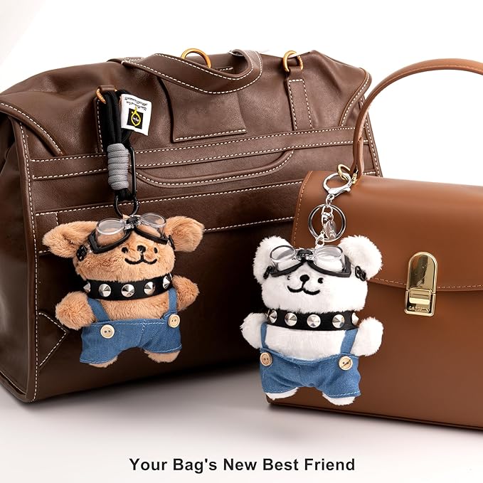 YOU WIZV Cute Dog Plush Keychain for Women - Kawaii Stuffed Animal Charm for Purse, Backpack & Bag Accessories