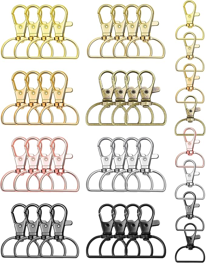 FIVEIZERO 80Pcs Swivel Clasp Hooks, 8 Colors Metal Swivel Snap Hooks, 25mm Keychain Clasps, Purse Hardware for Bag Making, Lanyard Clips, DIY Crafts, Swivel Clips for Keychains, Purses,Accessories