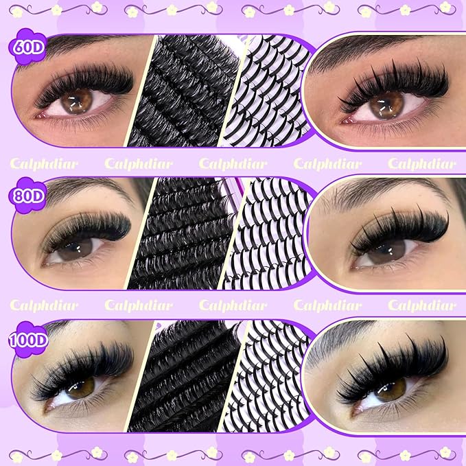 Lash Clusters with Spikes 60D-100D Volume Eyelash Clusters Spiky Individual Lashes Clusters 10-22mm Cluster Eyelash Extensions Wispy Cluster Lashes DIY Mega Lash Extension Manga by calphdiar