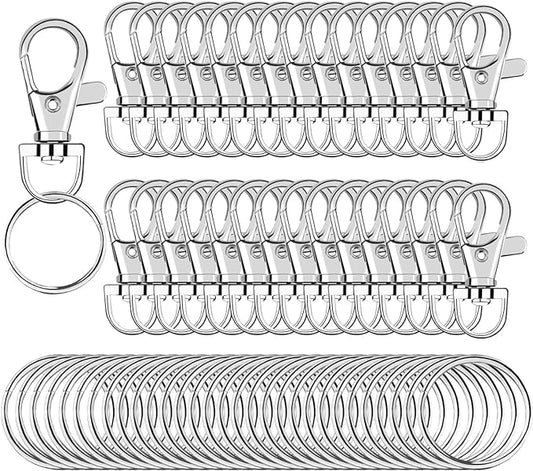 SANNIX 60pcs Keyrings Key Chain Clip Hooks Swivel Clasps Lanyard Snap Hooks with Split Key Rings, Keychain Hooks for Hanging Crafts Jewellery Making