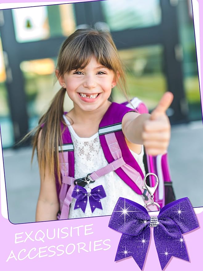Tondiamo Cheer Bow Keychain Cheer Keychain with Rhinestones Cheerleader Keyrings for Teen Cheerleading Sports Accessory