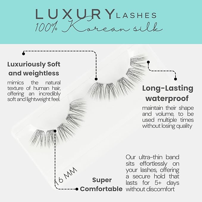 GAZELLE Luxury Natural Lash Clusters, Soft Korean Silk PBT Fibers, DIY Cluster Eyelash Extensions, Comfortable Wear, Lasts 10 Days – Sensual – 16mm