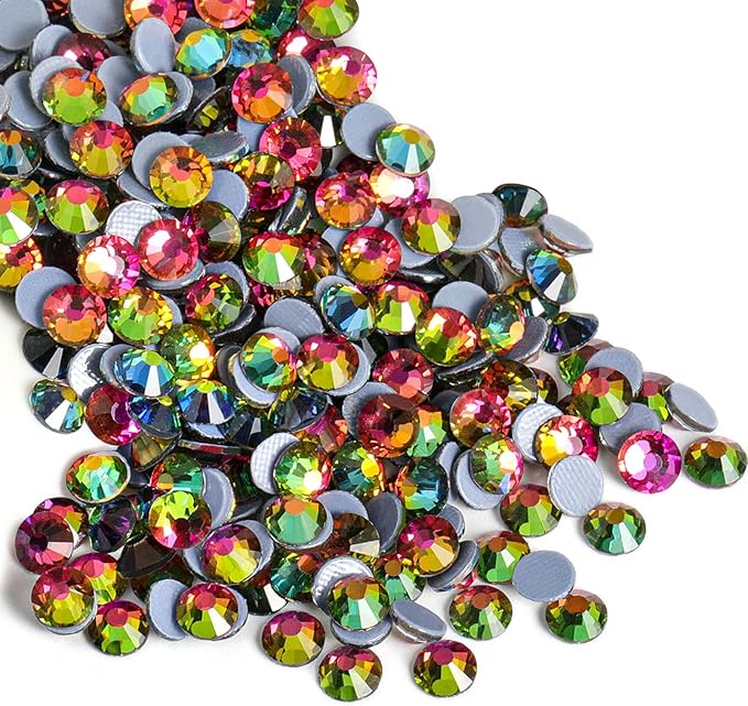 Beadsland Hotfix Rhinestones, 1440pcs Flatback Crystal Rhinestones for Crafts Clothes DIY Decorations, Rainbow, SS16, 3.8-4.0mm