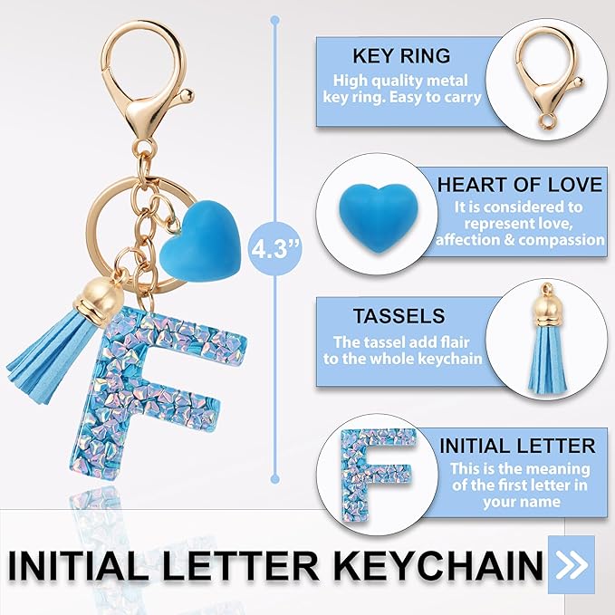 Alphabet Initial Letter Keychain Cute Heart Resin - Letter Keychain for Backpack Charms - Initial Keychains for Women