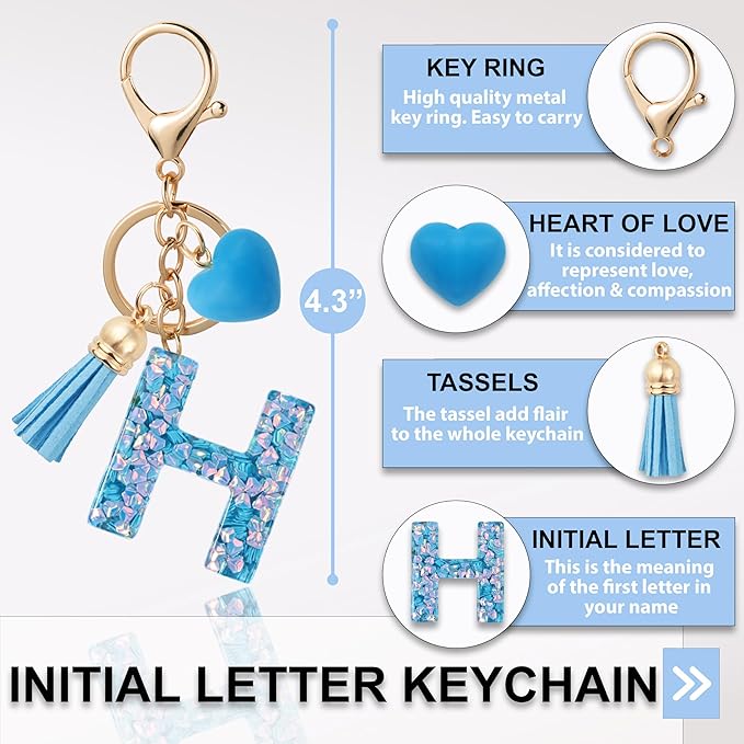Alphabet Initial Letter Keychain Cute Heart Resin - Letter Keychain for Backpack Charms - Initial Keychains for Women