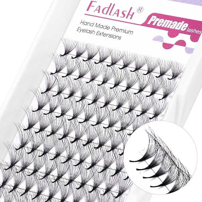 FADLASH Premade Lash Fans Double Layers Fluffy Premade Fans Eyelash Extensions 0.07 Thickness C Curl 10D Volume Lashes Premade Easy Fan Lashes (10D-0.07-C, 8-14mm Mix)