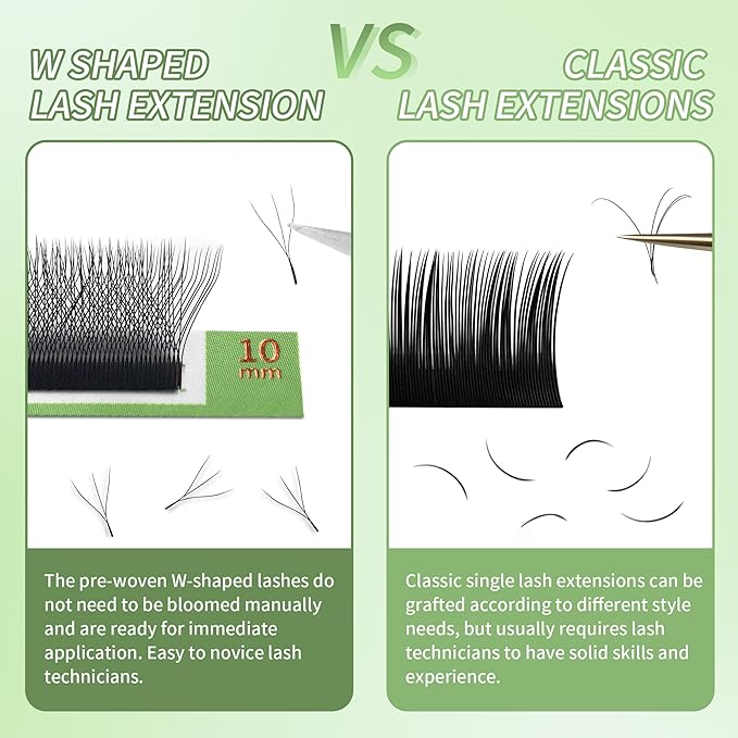 GLAMLASH W Eyelash Extensions 3D Volume Premade Fan Natural Soft Matte Lash Professional Salon Supplies (3D,0.07,L,8-14mm)