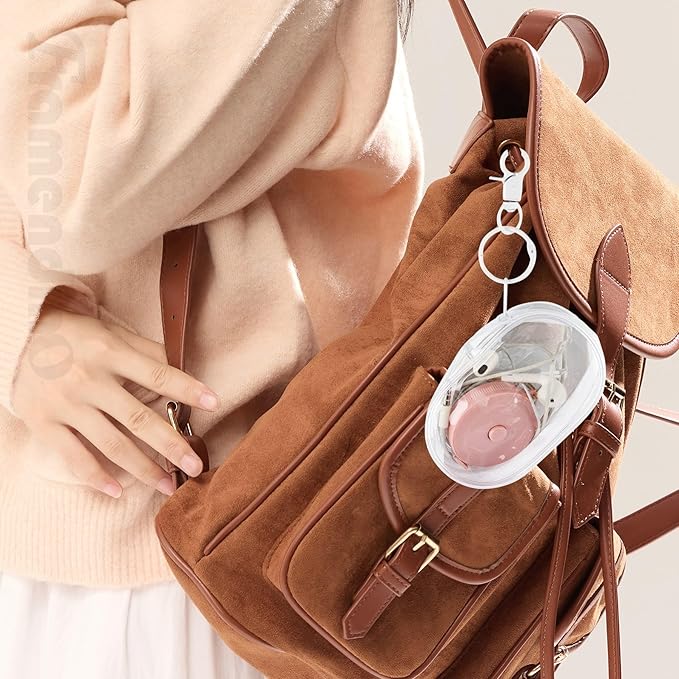 Framendino, 4 Pack Clear Makeup Bag Mini for Women Keychain Pouch Coin Purse Small Storage Data Cable Organizer Zipper