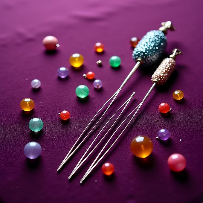 5 Pcs Jewelry Beading Needles -Stainless Steel Jewelry Bead Needles, Big Opening Flexible Eye Beading Needles for String Seed Waist Beads Bracelet Wire for DIY Craft, Earring,Necklace