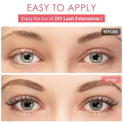 Miuffue Eyelash Glue, Lash Bond and Seal, Latex-Free Lash Glue for Sensitive Eyes, Waterproof Strong Hold Eyelash Cluster Adhesive for 72 Hours