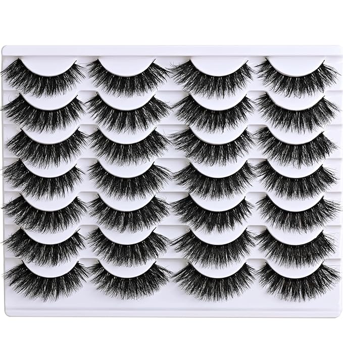 APCYUST Lashes Volume Mink Eyelashes 14 Pairs Cateye Lash Strips Wispy Cat Eye Lashes Natural Look 10-15mm Short Thick Fluffy False Strip Eyelash Full Small Fake Lashes Pack Black Pestañas Postizas