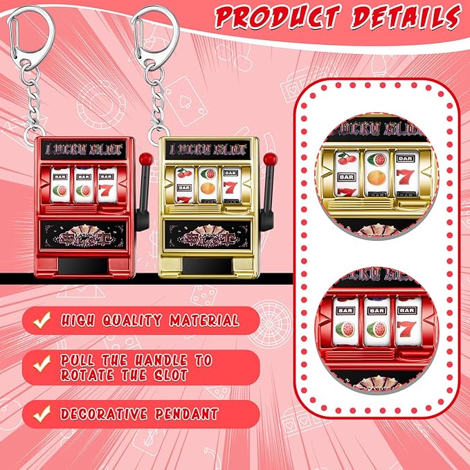 Panelee Slot Machine Keychain Bulk Las Vegas Keychains Mini Casino Kawaii Decoration for Las Vegas Carnival Party Gifts