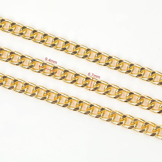 YOUBEIYEE 10 Meters Gold Cuban Link Chain Men and Women Hip Pop Necklace Choker Aluminum Chain for Jewelry Making Jewelry Supplies