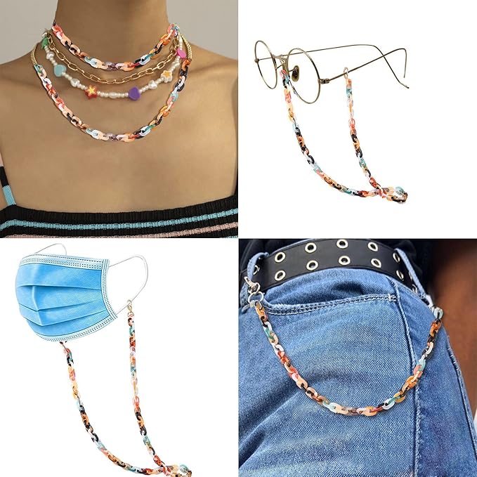 LiQunSweet 560 Pcs 7 Colors Cable Oval Quick Link Connectors Acrylic Linking Rings for Jewelry Making Chains Making