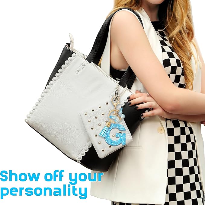 Initial letter Keychains for Women Girls Tassel Butterfly Cute Keychain for Wallet Backpack charm