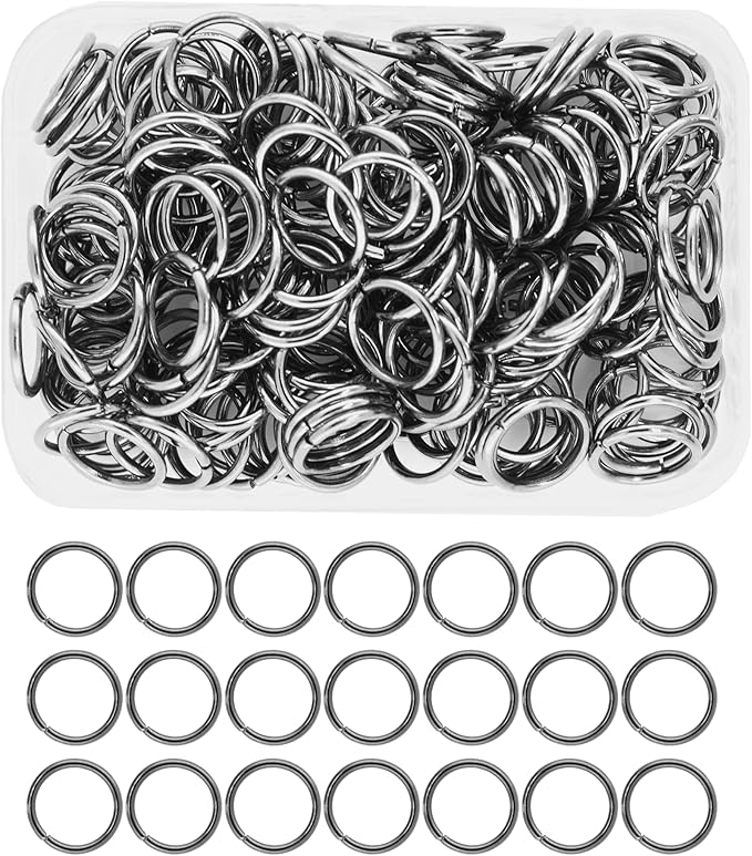 Mandala Crafts Assorted Gunmetal Jump Rings Jewelry Findings Metal O Rings for Jewelry Making Supplies - 200 14mm Small Open Jump Rings Kit for Necklace Earring