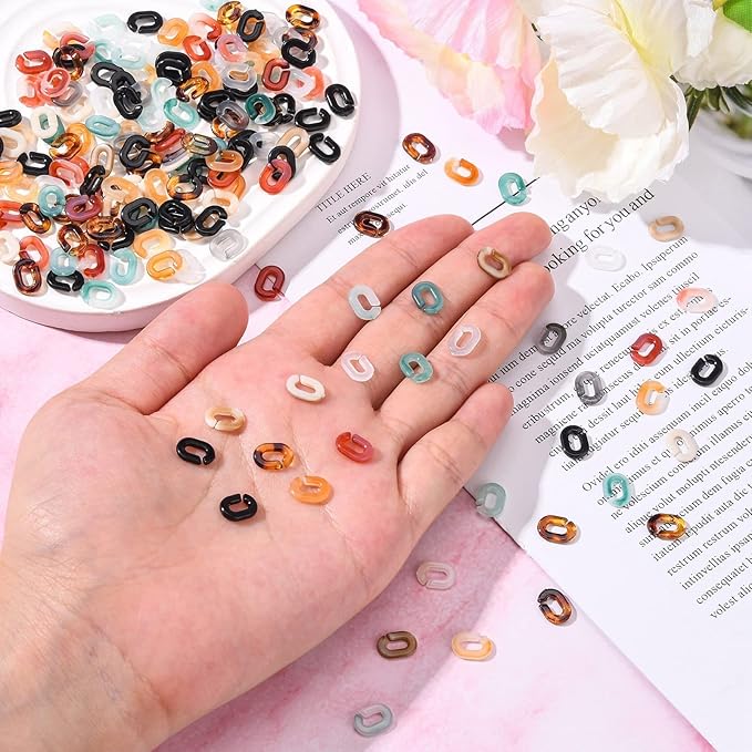 LiQunSweet 560 Pcs 7 Colors Cable Oval Quick Link Connectors Acrylic Linking Rings for Jewelry Making Chains Making