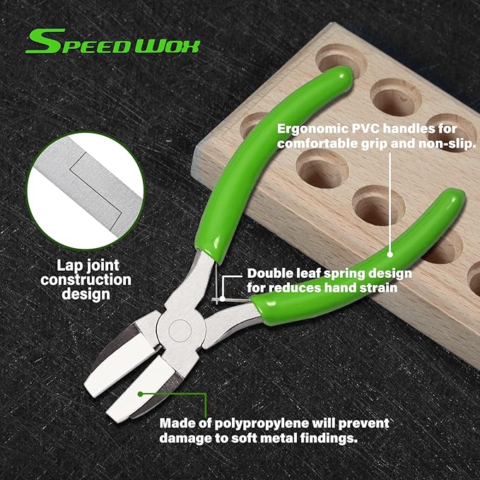 SPEEDWOX 5-Inch Flat Nose Plier Nylon Jaw Pliers For Jewelry Making Smooth Jaw Pliers Nylon Plier Non Marring Plyer for Wire Bending Twisting Shaping Straightening Plyers Jewelry Making Tool