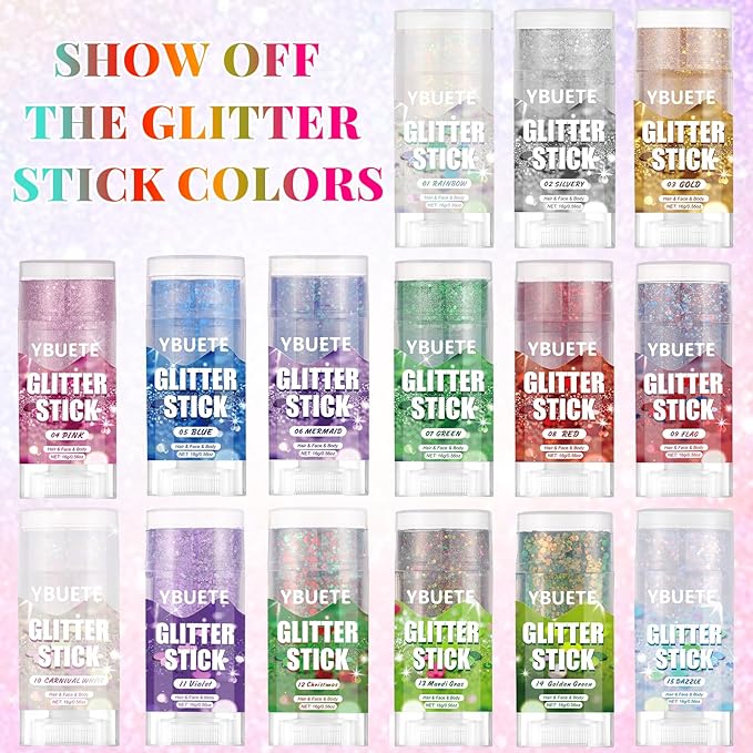 Mermaid Face and Body Glitter Stick for Sparkling Makeup, Hair Glitter Accessories for Women, Highlighting Stick for Fairy Dust Makeup, Cheerful Face Glitter for Festive Parties and Carnivals