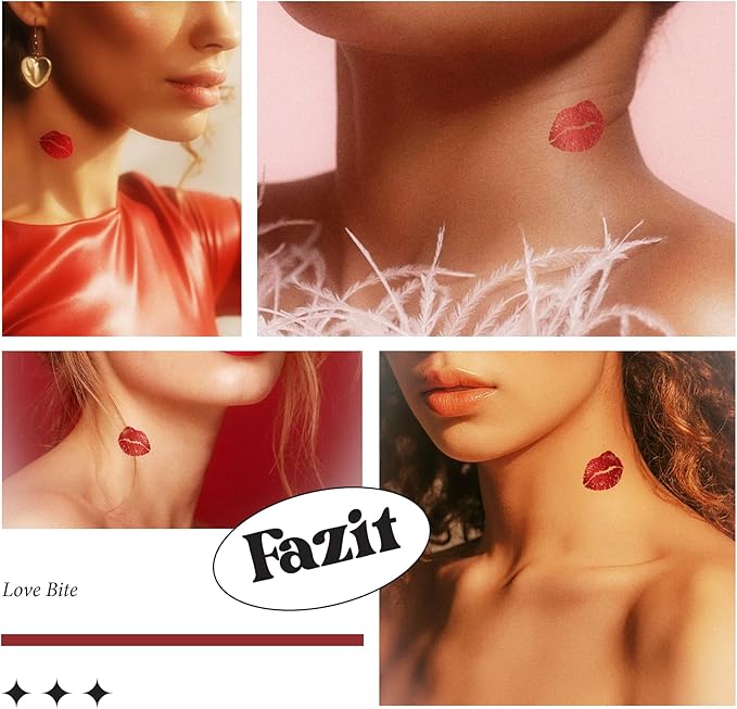 Fazit Makeup Patches - Love Bite - Glow Up Make-Up Patches - Cute Glitter Makeup Accessories for Women - Cosmetic Glitter for Face