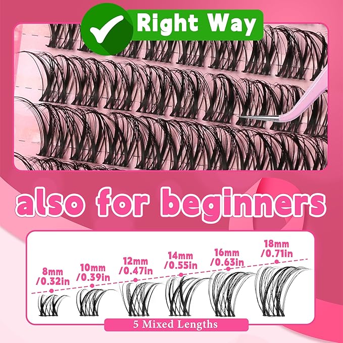 Lash Clusters Lash Spikes Eyelash Clusters Mixed Lengths 8-16mm C/D Lashes DIY Spiky Lash Extension Mega Cluster Eyelash Extensions Mink Strips Lashes Thick