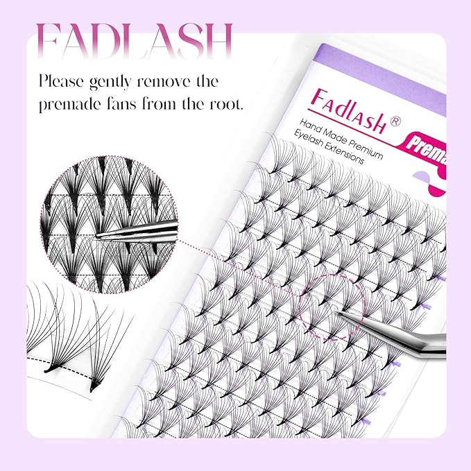 FADLASH Premade Lash Fans D Curl Premade Fans Eyelash Extensions 10D 0.07 Volume Lash Fans Premade Handmade Premade Lash Extensions Fans (10D-0.07-D, SCH)