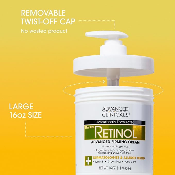 Advanced Clinicals Retinol Body Lotion + Retinol Serum 2PC Skincare Set For Women & Men Helps Diminish Appearance Of Crepey Skin | Face Serum & Body Cream Visibly Improves Look Of Wrinkles & Sagging