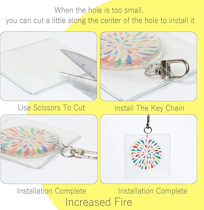 5pcs 2.95in×2.95in Acrylic Keychain Bags Clear Plastic Clear PVC Transparent Scratch Prevention