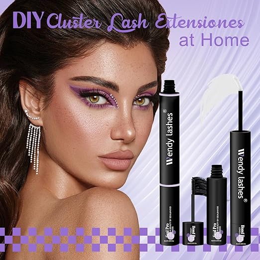 Wendy Upgraded Lash Cluster Glue: Lash Bond and Seal Pro Waterproof, Strong & Flexible Hold, Long-Lasting 72H, Gentle Low Odor, Quick-Dry, Eyelash Glue Bond Pro+Seal Pro（6ml+6ml）