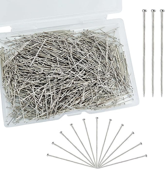 1000 PCS Straight Pins Stainless Steel Flat Head Sewing Pins for Crafts, Fine Satin Dressmaker Pins for Jewelry Making, DIY, Fabric, Quilting(1inch)