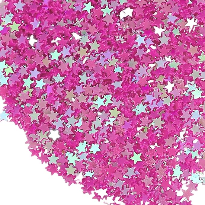 uxcell 1.94oz(55g) Star Glitter Confetti, 3mm Art Craft Glitter Holographic Sequins Table Confetti Laser Sequins for Crafts DIY Nail and Party Wedding Festival Decoration, Rose Red