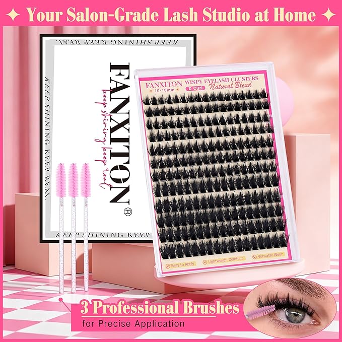 Lash Clusters with Spiky Lash Clusters Kit Volume Clusters Eyelash Extension 10-18MM Thick Individual Lashes D Curl Cluster Eyelash Extensions with Lash Brush3D DIY Lash Extension at Home (No Glue)