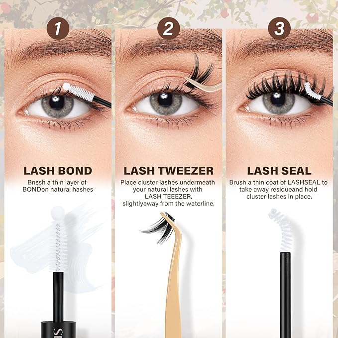 JMS&JMS 144Pcs Lash Clusters Lash Extension C Curl Manga Wispy Eyelash Clusters Natural Volume Eyelash Extensions Individual Lashes DIY for Beginner (8-18MIX)