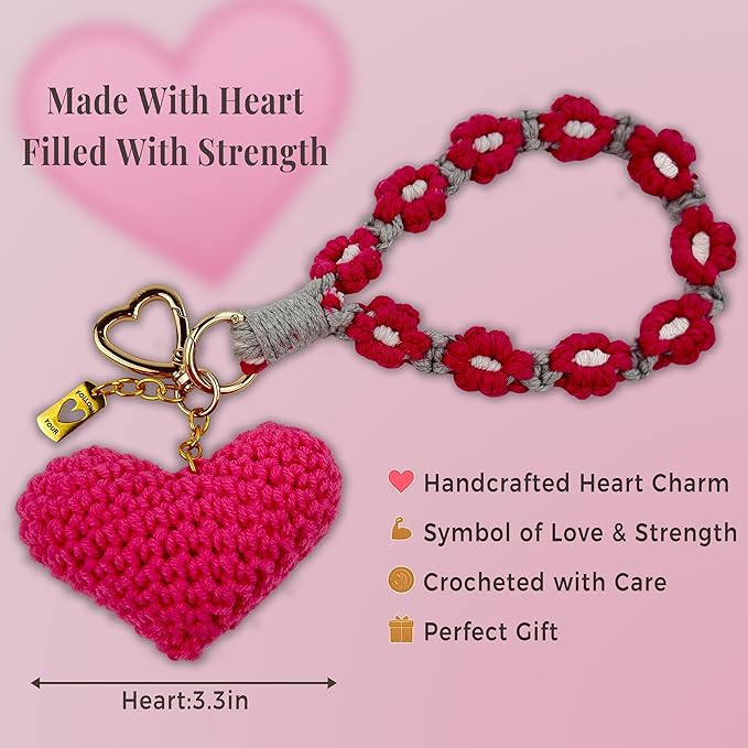 Handmade Crochet Keychains with Daisy Wristband - Inspirational Gifts for Women, Graduation, Birthday