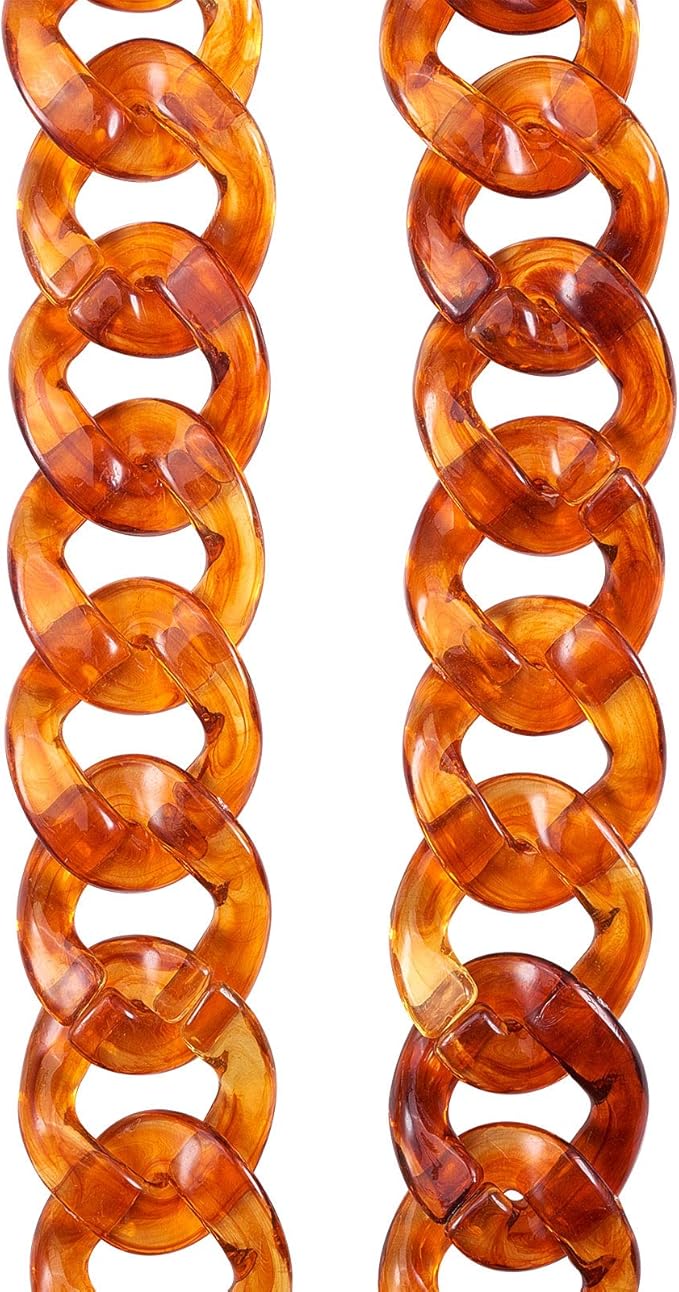 LiQunSweet 140 Pcs Two Tone Acrylic Plastic Linking Chain Rings Curb Chains Making Imitated Gemstone Twist Quick Link Connectors for Earring Necklace Jewelry DIY Craft Making - 40~41mm