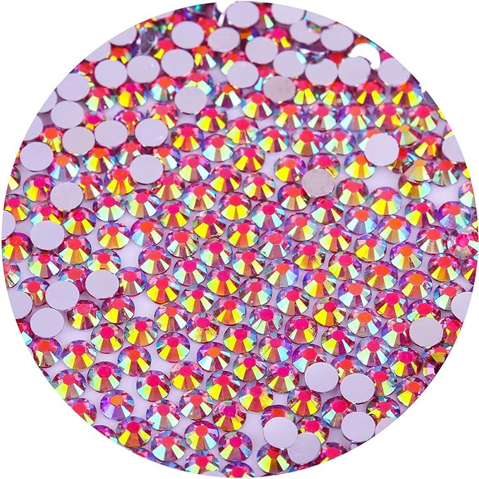 1440 Pcs SS20 5mm Flatback Rhinestones for Nails Art Crafts Glitter Round Gems AB Crystals DIY Clothes Shoes （Dark Rose Red AB）