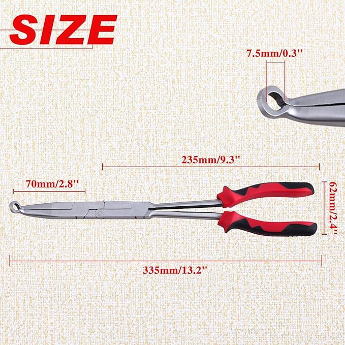 Extra Long Nose Hose Grip Pliers 13" Spark Plug Pliers Long Reach XL Pivot Ring Nose Plier Hose Removal Plier with Serrated Jaw Spark Plug Boot Puller for Hard to Reach Narrow Spaces,Small