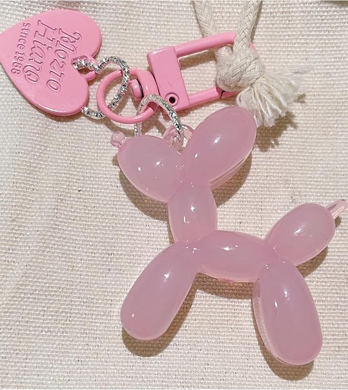 LAEKOU Jelly Balloon Dog Design Keychain for Women, Cute Girls Key Chain, Bag Charms Accessories for Car Purse Backpack