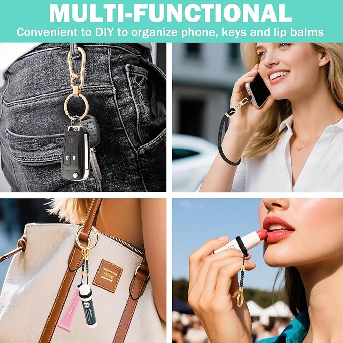 Phone Lanyard for Cellphone Case, Phone Wrist Strap for Case, With Lip Balm Holder Keychain Cap