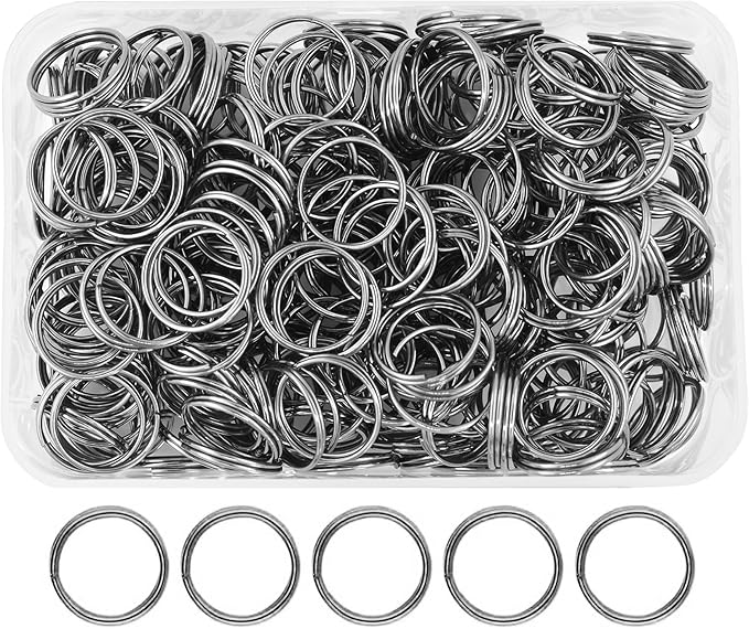 Mandala Crafts 14mm Gunmetal Double Jump Rings for Jewelry Making - 300 Pcs Small Split Key Rings Set for Crafts, DIY Keychains, and Accessories